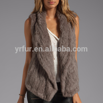 YR556 Girls Knitted Rabbit fur vest/Fashion rabbit fur vest women design