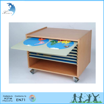 Training aide montessori materials toys Geography Map Cabinet