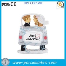 Costom cute couple in a car "Just Married" printed Wedding Cake Toppers