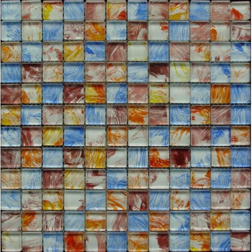 Mosaïque de verre coloré rayure peinture