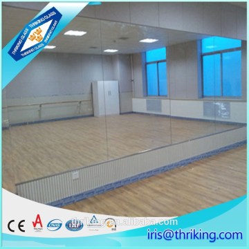 Large frameless gym and dance mirrors, rhodium coated surface mirrors