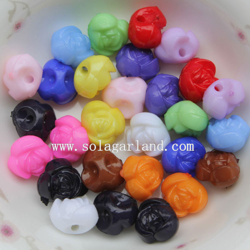 Hinteres Loch Chunky Opaque Acryl Rose Flower Loose Beads