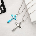 Colliers pendentif croix en acier inoxydable pour hommes femmes ensemble de bijoux simples cadeaux or argent ton noir