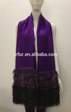 Y.ROGUSA Brand YR929 Pashmina and Genuine Raccoon Fur Shawl