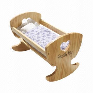 High Quality Pine Wood Small Rocking Baby Cradle