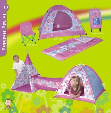 combination kids playing tent suit with sleeping bags