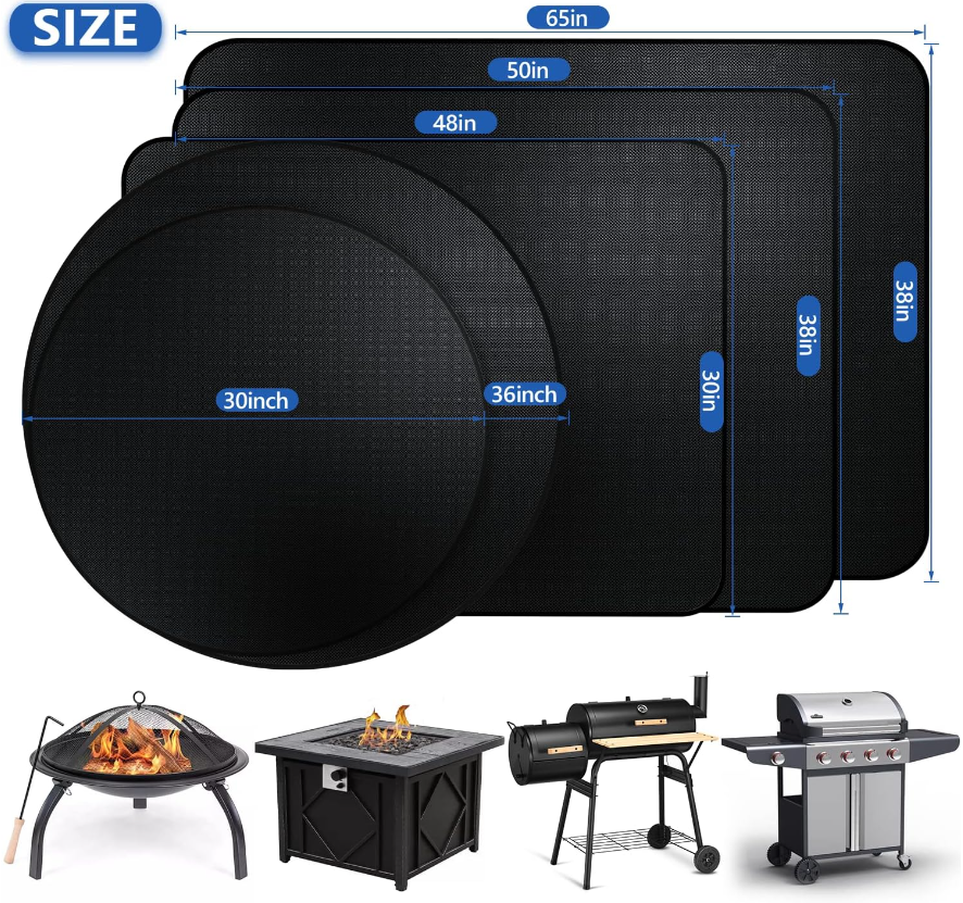 Under Grill Mat for Grill 38x65in Anti-Slip BBQ Mat Reusable Double-Sided Fireproof Grill Pad Fireplace Oil-Proof Waterproof Mat