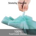 Silicone Dishwashing Cleaning Gloves with Wash Scrubber