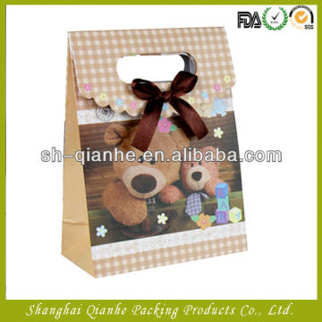 cute handle bags / die cut bags with ribbon, paper bags