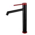 Stainless-steel black red single handle tall basin faucet