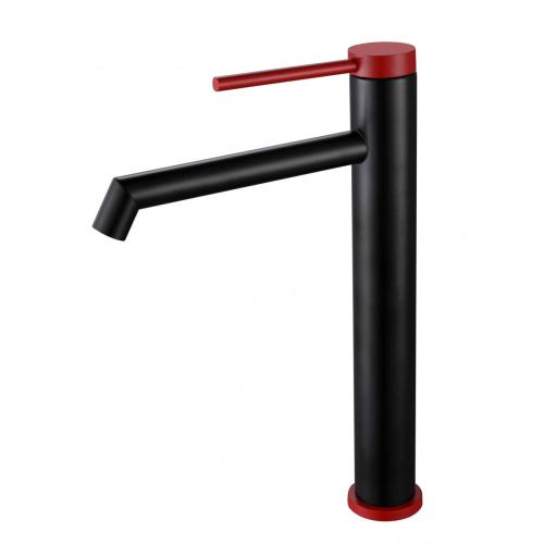 Stainless-steel black red single handle tall basin faucet