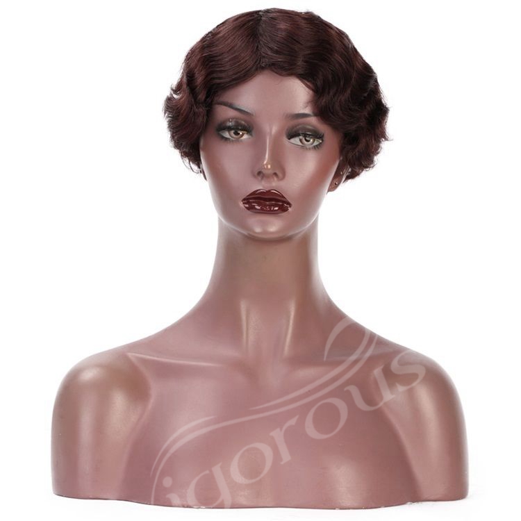 Vigorous Finger Wave Pixie Cut Good Quality Short Wave Bob For Woman Brazilian Brown Real Short Human Hair Wigs