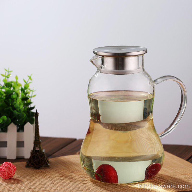 Pichet à thé glacé en verre borosilicaté avec couvercle