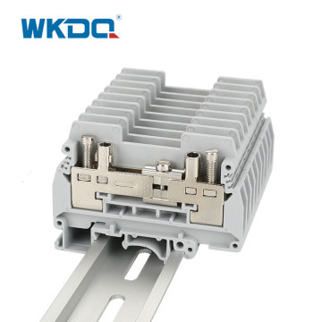 Schroeftest eindblokken Din Rail gemonteerd