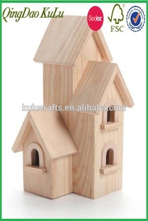 urban uninished decorative painting wooden bird house