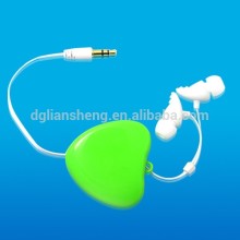 One side pull retractable cable earphone promotion retractable earphone oem factory