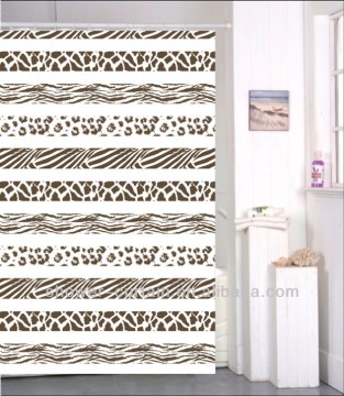 New grey Zebra Pattern Fabric Shower Curtain with C Hooks