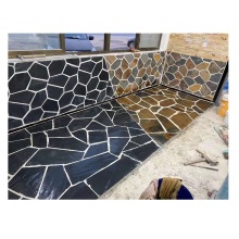Irregular Shaped Crazy Pattern Paving Black and Rusty Slate Tiles