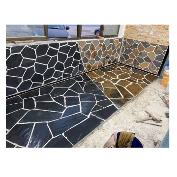 Irregular Shaped Crazy Pattern Paving Black and Rusty Slate Tiles