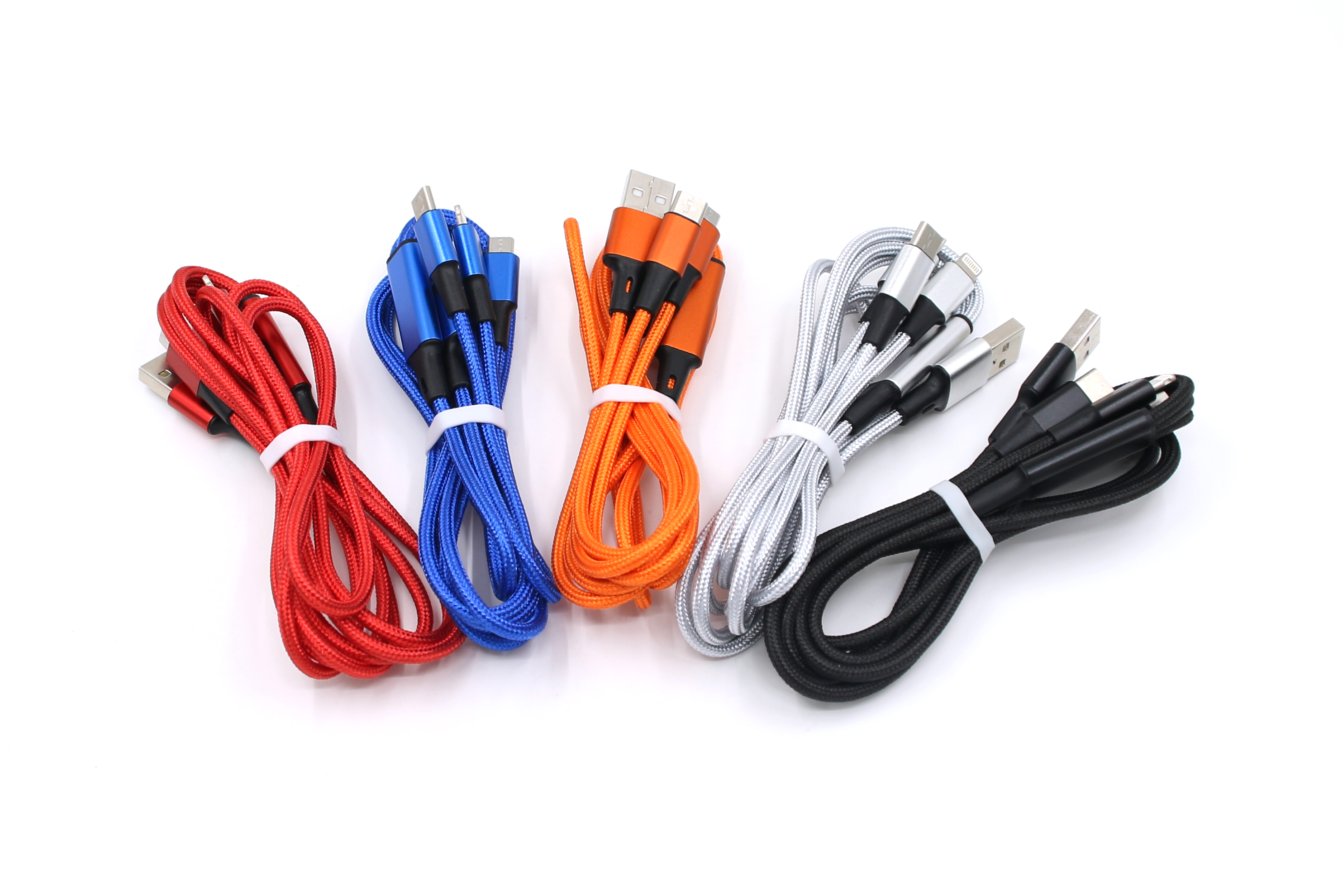 Yijiashishang Brand logo printing braided 3 in 1 USB Charging USB  C Cable with 3 in 1 design charger for iphone and micro usb