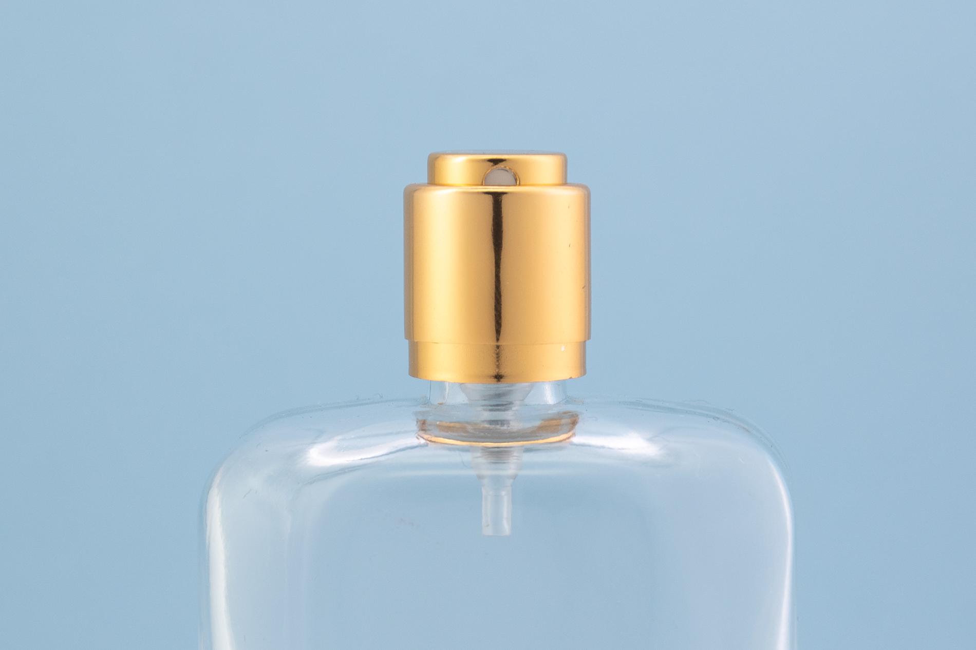 Bomba de crimpagem FEA 15 em ouro brilhante com colar e tampa de alumínio FEA 15 shiny gold crimp pump with aluminium collar and cap