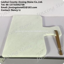 Factory Wholesale White Marble Chess Board Tray Marble Kitchen Platter Natural Stone Dinner Plate with Handle