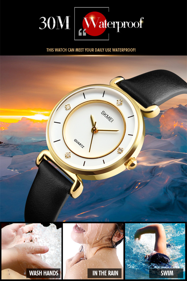 brand name genuine leather wrist watches for women
