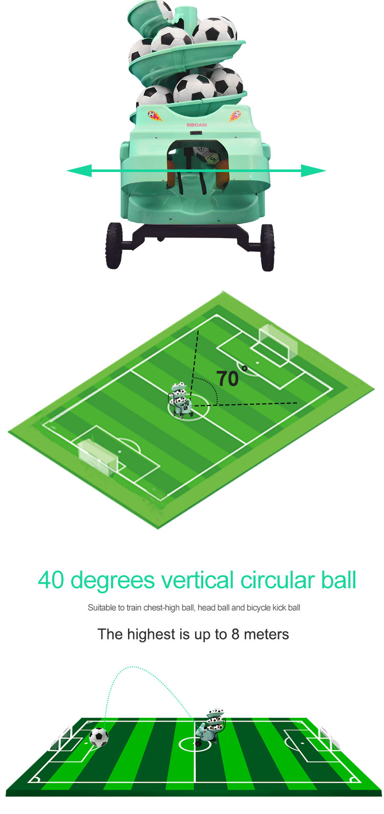 Siboasi yeni futbol atıcı makinesi futbol çekim makinesini eğitmek için