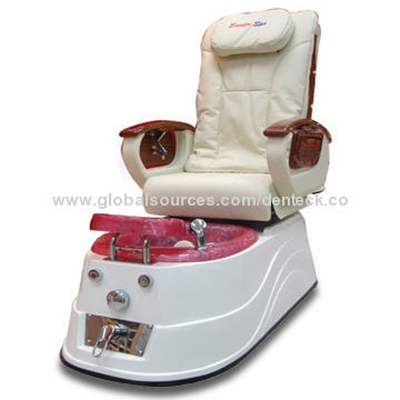 Pedicure Spa Massage Chair with Position Adjustment, Fiberglass White Base