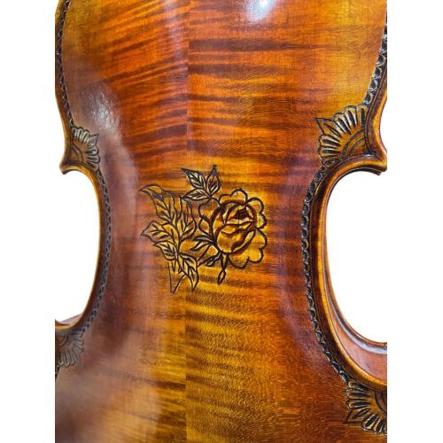 Nice Flamed Carved Rose 4/4 Handmade Violin