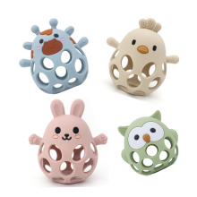 Animal-Themed Open-Frame Silicone Rattle Teether Ball