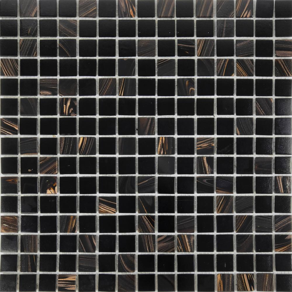 Ligne d'or mystérieux carreaux de mosaïque en verre noir Agate