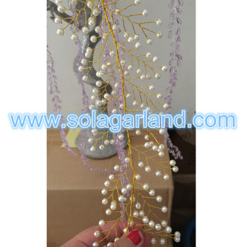 Στρογγυλή απομίμηση Rearl Bead Garland Tree Branch