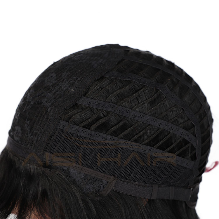 Aisi Hair For Black Women Silky Straight Wig With Bangs 100% Natural Black Short Bob 14 Inch Wig Human Hair Brazilian