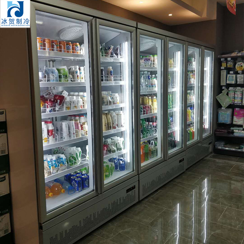 2 door corner beverage refrigerated showcase display cabinet double door fridge