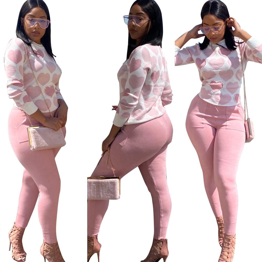 C7482 Custom Winter Outfits Women Set Long Sleeve Decorate Bead 2 Piece Tracksuit Hoodie Clothing Set