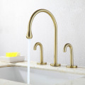 Brushed gold matt black 3 hole washbasin faucet
