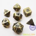 Bescon Brass-Ore Lode Solid Metal Dice Set, Raw Metal Polyhedral D&D RPG 7-Dice Set