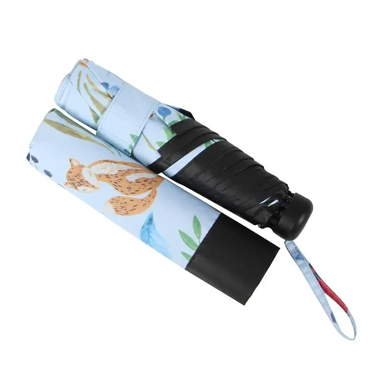 Promotion Black UV Proof Coating 4 Folding Umbrella in Gift Box with Printing