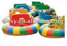 Attractive water park ride kiddie playing bumper boat