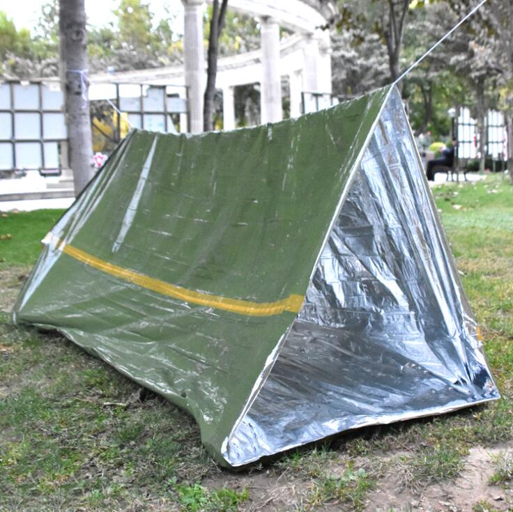 Camping Emergency Green Waterproof Lightweight Tube Tent Outdoor Survival Portable Mylar Thermal Shelter for Travel Hiking