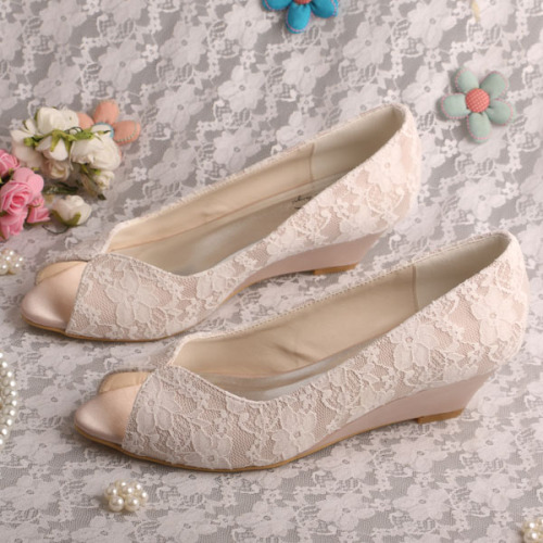 Nude Wedge Wedding Shoes for Bride