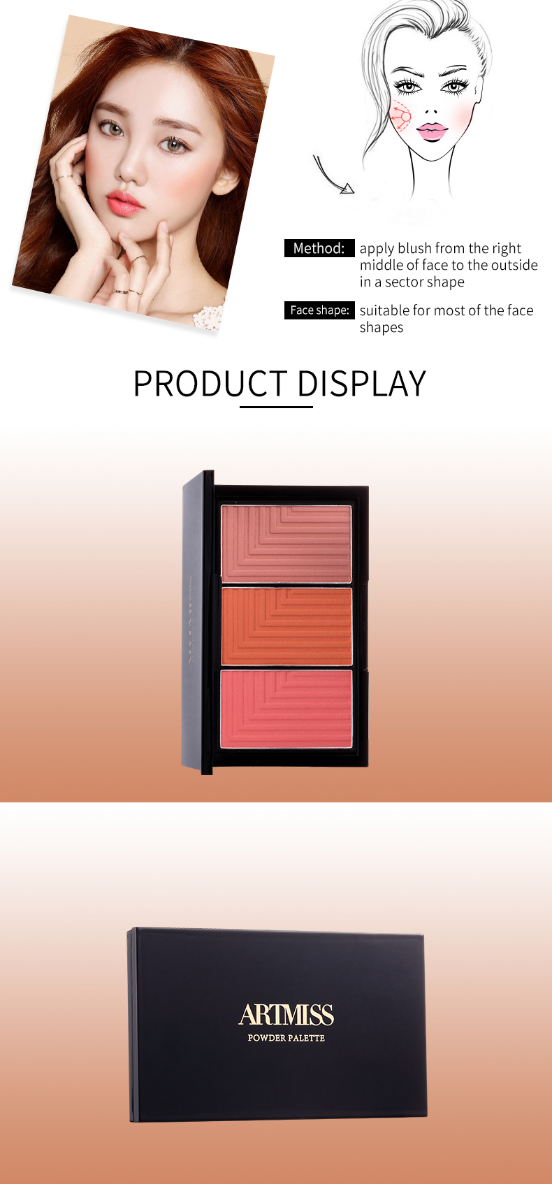 Makeup Shimmer Beauty Packaging Single Empty Blush Palette
