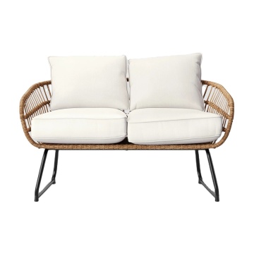 All-Weather Wicker Patio Loveseat Sofa with Thick Cushions