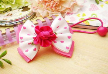 White And Pink Bow On Clip With Button New