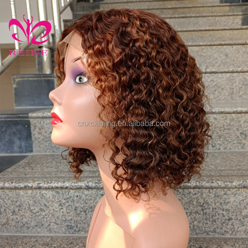 Good Short Full Lace Bob Human Hair Wigs 4*4 Closure Highlight Colored Curly Bob Wigs  For Black Women Hot sale products
