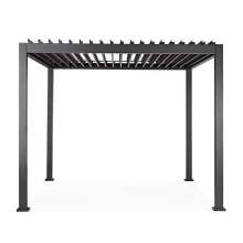 Garden Exterior: Motorized Canopy Gazebo with Bioclimatic Aluminium Arches and Louvered Pergola