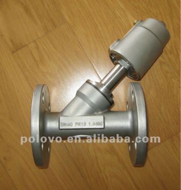 All stainless steel flanged type pneumatic angel seat valve