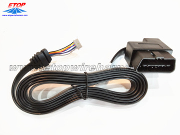 Right angle OBD2 connector with flat cable