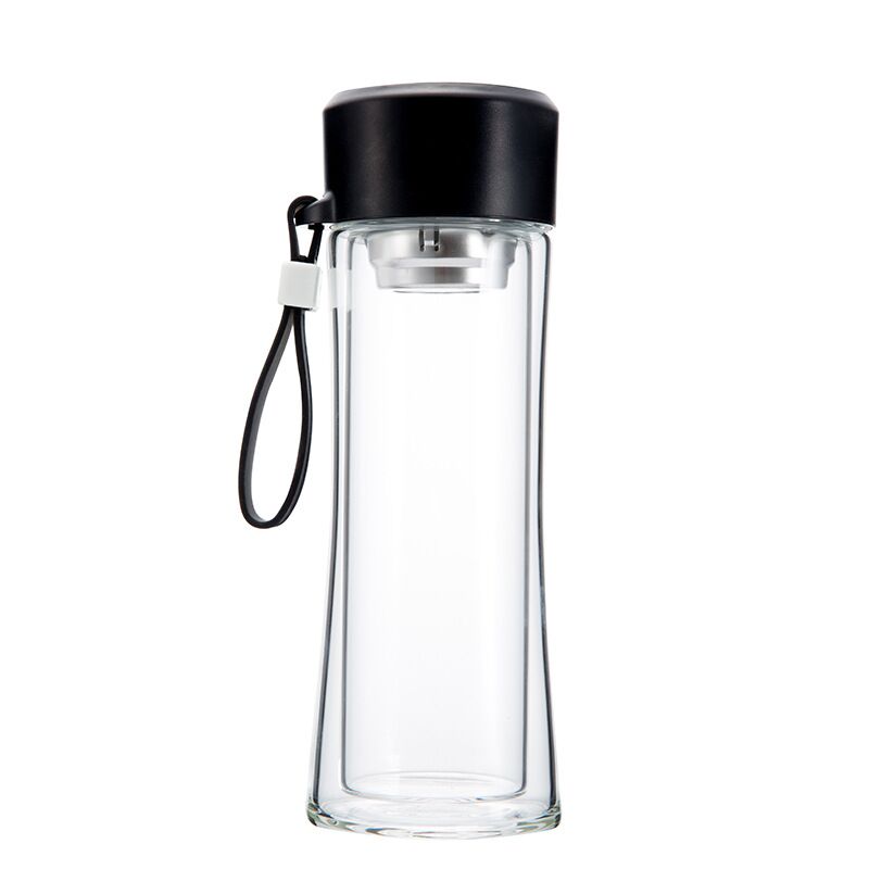 300ml Double Wall Glass Tea and Fruit Infuser Bottle with Handle